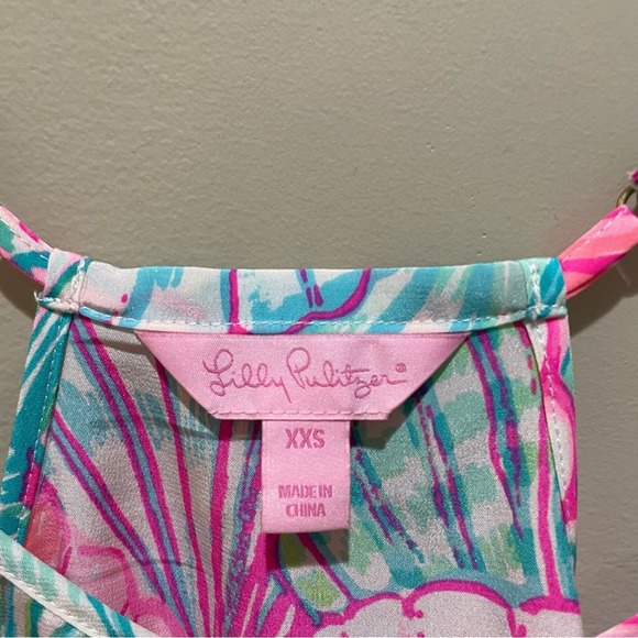 Lilly Pulitzer Oh Shello Dusk Racerback Silk Tank Top Pink Blue size XXS - Picture 7 of 8